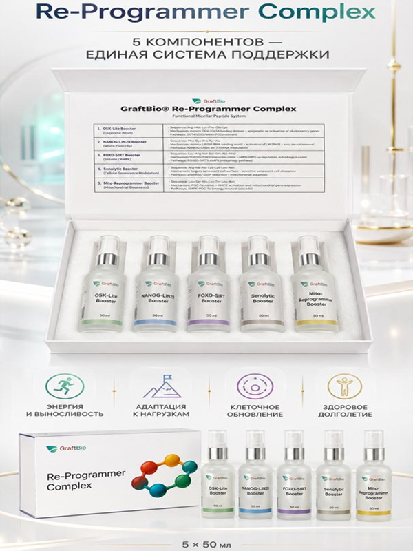 Re-Programmer Complex - функциональный мицеллярный пептидный комплекс для поддержки естественных клеточных процессов и энергетического обмена, улучшения метаболизма