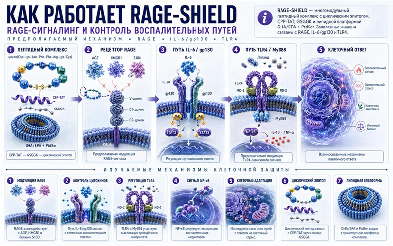Как работает RAGE-Shield Complex - функциональный пептидный комплекс для клеточной адаптации