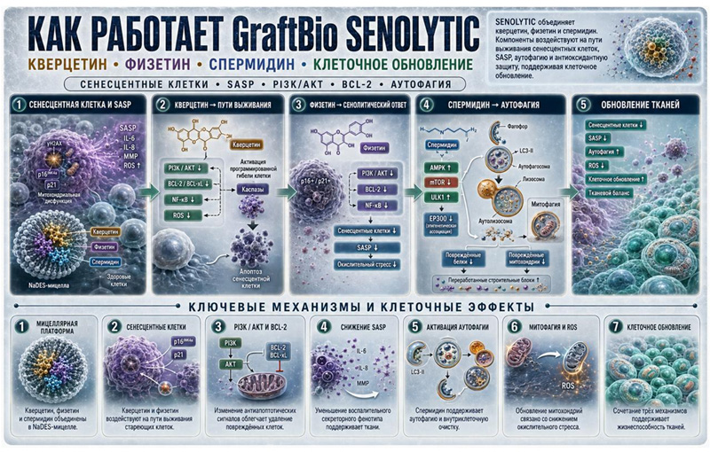 Как работает SENOLYTIC функциональный мицеллярный комплекс клеточного обновления