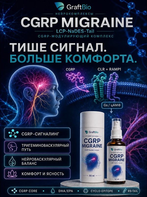 CGRP Migraine - липоциклопептидный CGRP-модулирующий комплекс для нейроваскулярной поддержки, 50 мл