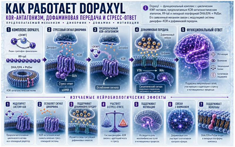 Как работает функциональный комплекс для поддержки мотивации, внимания и работоспособности Dopaxyl.