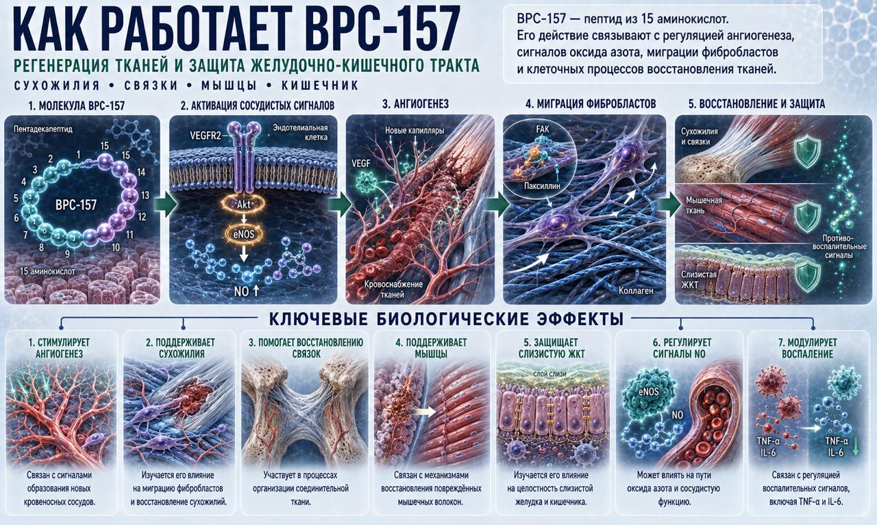Как работает BPC-157 пептидный комплекс аминокислот, 50 мл