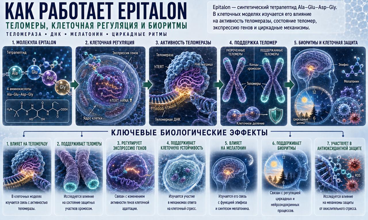 Как работает Epitalon пептидный комплекс аминокислот, 50 мл