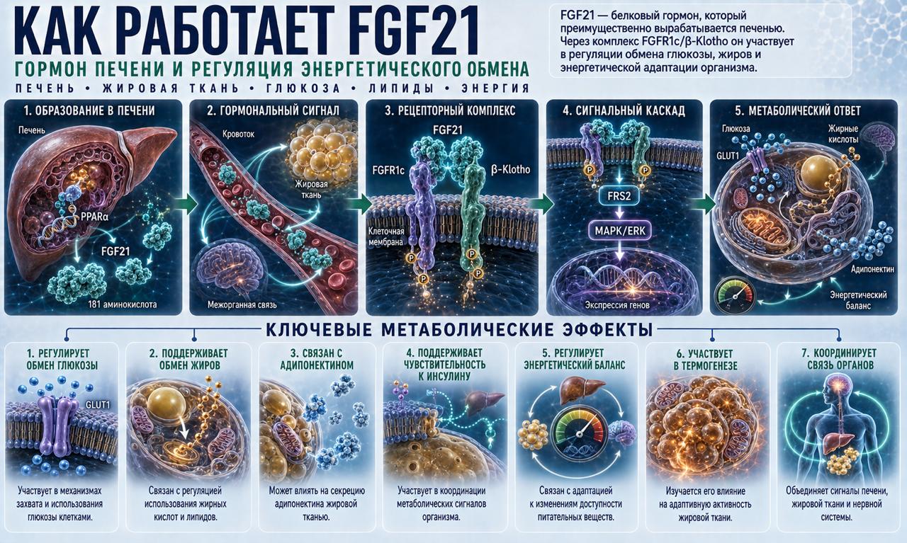Как работает FGF21 - функциональный миметический пептидный комплекс, 50 мл