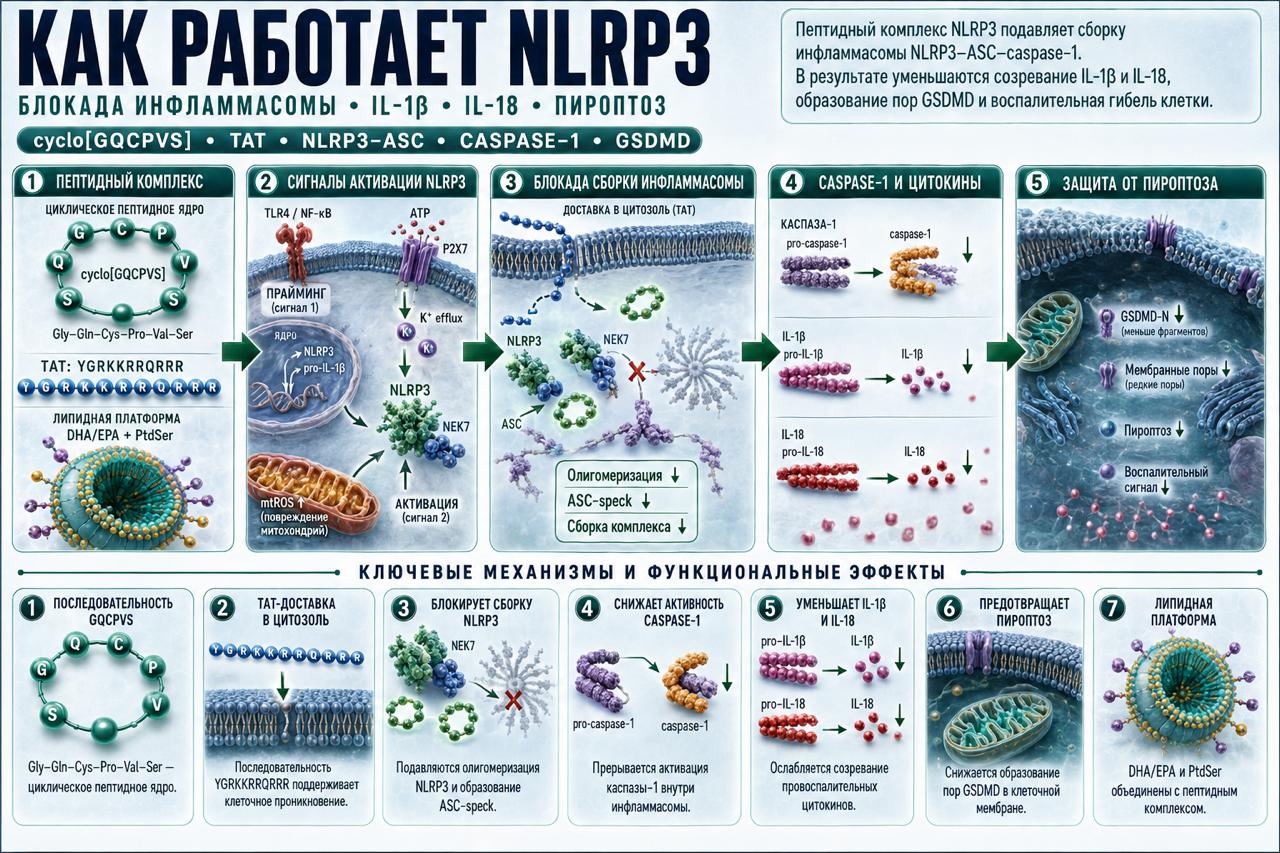 Как работает NLRP3- липоциклопептидный комплекс для изучения сборки NLRP3-инфламмасомы, созревания IL-1β/IL-18 ипироптоза, 50 мл